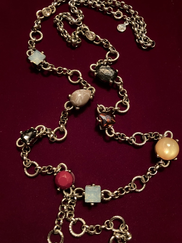 New Loft Multi-Colored Gemstone Station Necklace In Box 25$